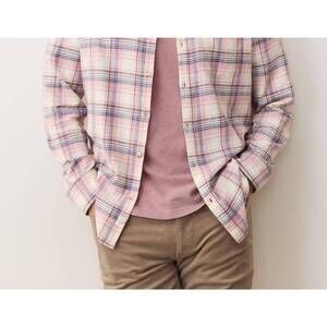 NEW MARINE LAYER pete stretch selvage long sleeve shirt in warm multi plaid
